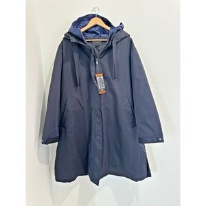 Bernardo Womens Navy XXL Long Jacket with Blue Bib